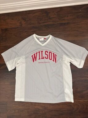 Wilson White Mesh Short-Sleeve Jersey with Red Logo